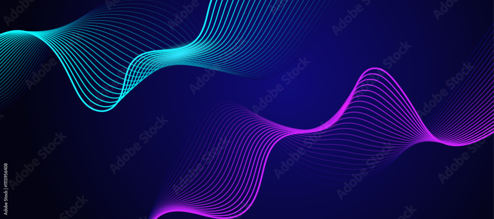 Poster abstract blue modern background with smooth lines. dynamic waves. vector illustration.