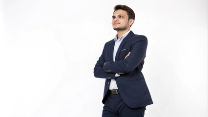 Young handsome bussines man isolated on white