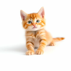 Fototapeta premium Orange tabby kitten stretching isolated