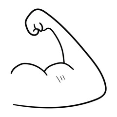Hand drawn doodle bicep on a white background.