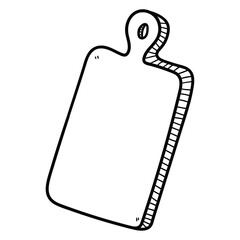 Hand drawn doodle cutting board on a white background.