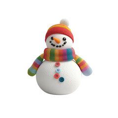 Cheerful Snowman in Colorful Knitwear 3D Render