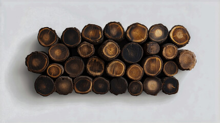 Stack of fire logs isolated on a clean white background, perfect for cozy fireplace settings