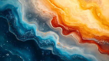Enchanting Scene of Colored Resin Fluid Texture on a Flat Surface with a Rich Palette of Colors