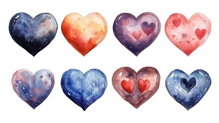 Fototapeta premium Watercolor Heart Collection
