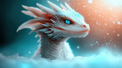 Obraz premium Mystical Ice Dragon in Crystalline Art Style