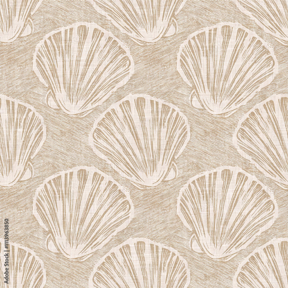 Poster minimal ecru jute shell texture pattern. two tone washed out beach decor background. modern rustic b