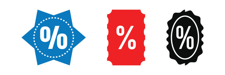 Discount icon. Discount percent tag icon set vector