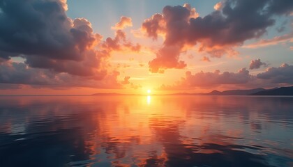 Obraz premium Sunset over a calm sea