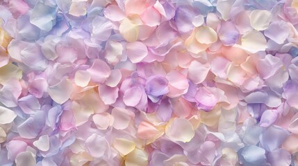Obraz premium A colorful mix of delicate flower petals in soft pastel shades, creating a visually appealing and textured background.