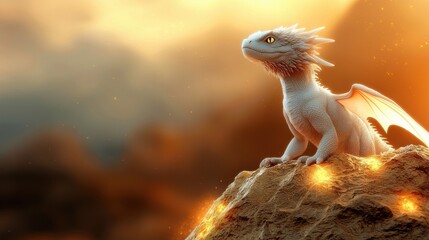 Majestic Dragon Standing on Golden Terrain