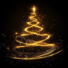 digital glowing tech christmas tree on black background	
