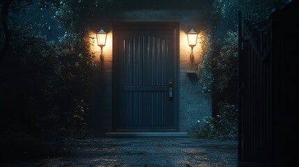 A serene garden gate adorned with flowers