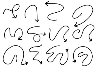 Flat style curved arrow icon collection isolated. different kinds of arrow symbol indicator. for your various projects.