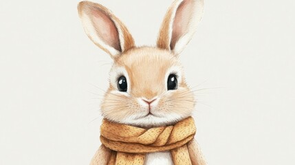 Obraz premium Cute Rabbit Wearing Scarf