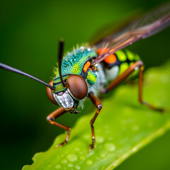 Naklejka premium Close up of a winged dragonfly, wing, insect, close up, detailed, macro, nature, wildlife, beauty