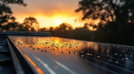 Obraz premium Solar Brilliance: Close-Up of Panels Reflecting a Stunning Sunrise
