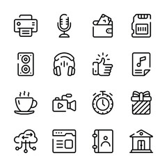 This image displays a collection of icons, representing various digital tools and services