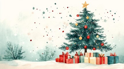 Obraz premium Christmas Watercolor Illustration