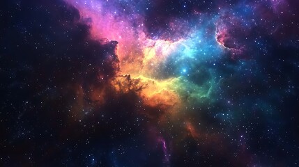 Fototapeta premium Luminous abstract galaxy glowing in vibrant multi colored cosmic tones image