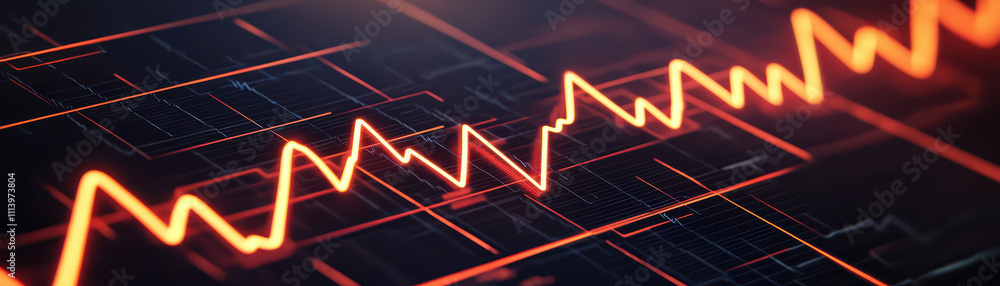 Poster dynamic heart rate monitor display with vibrant orange waveform
