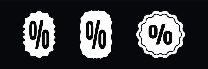 Label set with percent, check mark and discount. App icon. Discount icon.