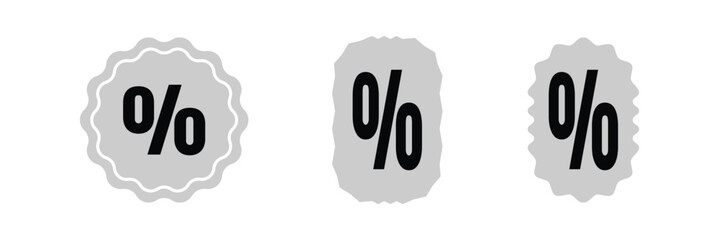 Label set with percent, check mark and discount. App icon. Discount icon.