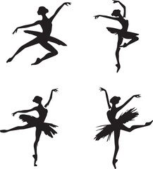 Fototapeta premium Elegant Ballet Dancer Silhouettes in Various Poses - Adobe Stock