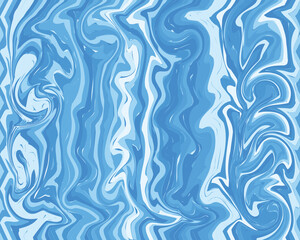 Seamless blue swirl waves. Hand drawn background. Trendy textile, fabric, wrapping