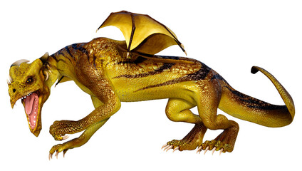 3D Rendering Fairy Tale Dragon on White