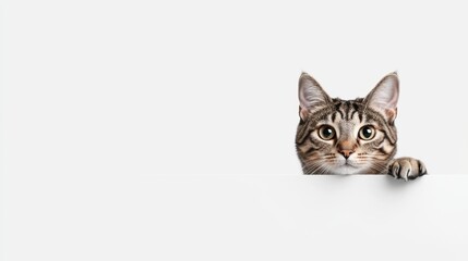 The Curious Cat Peeking Over