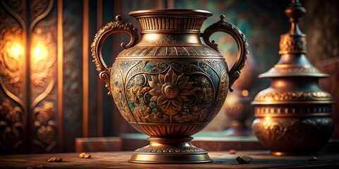 Ornate Antique Vase with Intricate Bronze Detailing for Home Decor and Heritage Craftsmanship Showcase