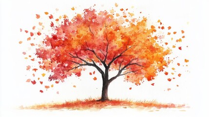 Watercolor Autumn Tree