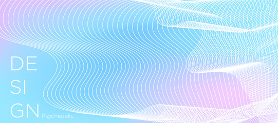 Digital technology concept psychedelic background vector illustration. Abstract minimalistic modern holographic background with lines with space for text