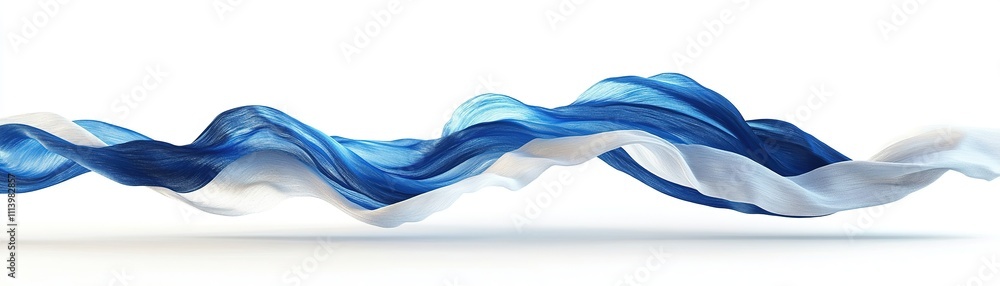 Poster flowing blue and white textiles studio abstract art minimalist design close-up view fluid dynamics c