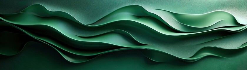 Flowing green waves abstract art digital creation modern design minimalist aesthetic for visual impact