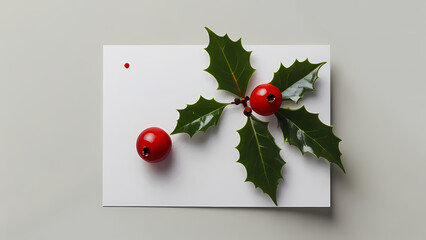 Christmas holly berry leaf decoration for winter holiday celebration