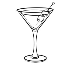 Line Art Illustration of a Martini Glass