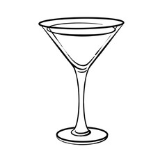 Line Art Martini Cocktail Illustration