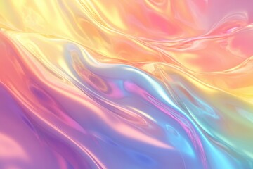 Obraz premium Abstract iridescent background; pastel hues flow smoothly. Ideal for websites, presentations, or adding a dreamy, vibrant touch to designs.