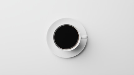 Minimalist White Ceramic Coffee Cup and Saucer with Black Coffee