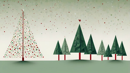 A festive winter landscape with a snow-kissed Christmas tree under a starry night sky