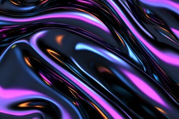 Abstract Liquid Metal Texture Iridescent Purple and Black Swirls