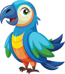 Cartoon parrot on white background