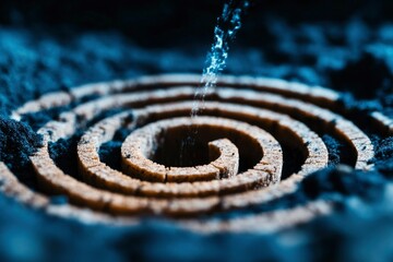 Burning Mosquito Coil in Dark Ash - Close-up Macro Photography