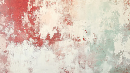Obraz premium Textured Wall Painted with Color-Wash Technique in Holly Red, Frosty White, and Pine Green
