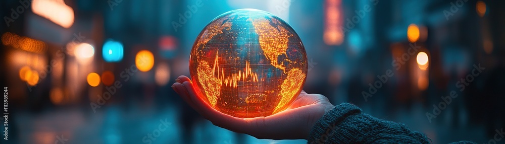 Poster innovative technology displaying global data insights urban environment digital art futuristic viewp