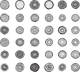 Set of Log Wood Ring Vector &ndash; Tree Trunk Cross Section Illustration for Nature, Timber, and Forestry Design Concepts