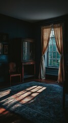 Cozy and Inviting Vintage Room with Dramatic Lighting