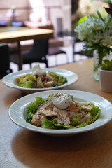 Chicken Caesar Salad in a Restaurant